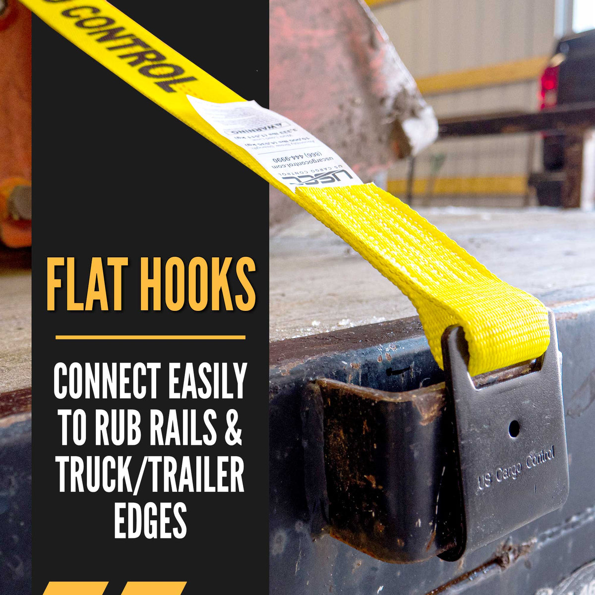 2" x 18' Ratchet Strap with Flat Hooks | Yellow