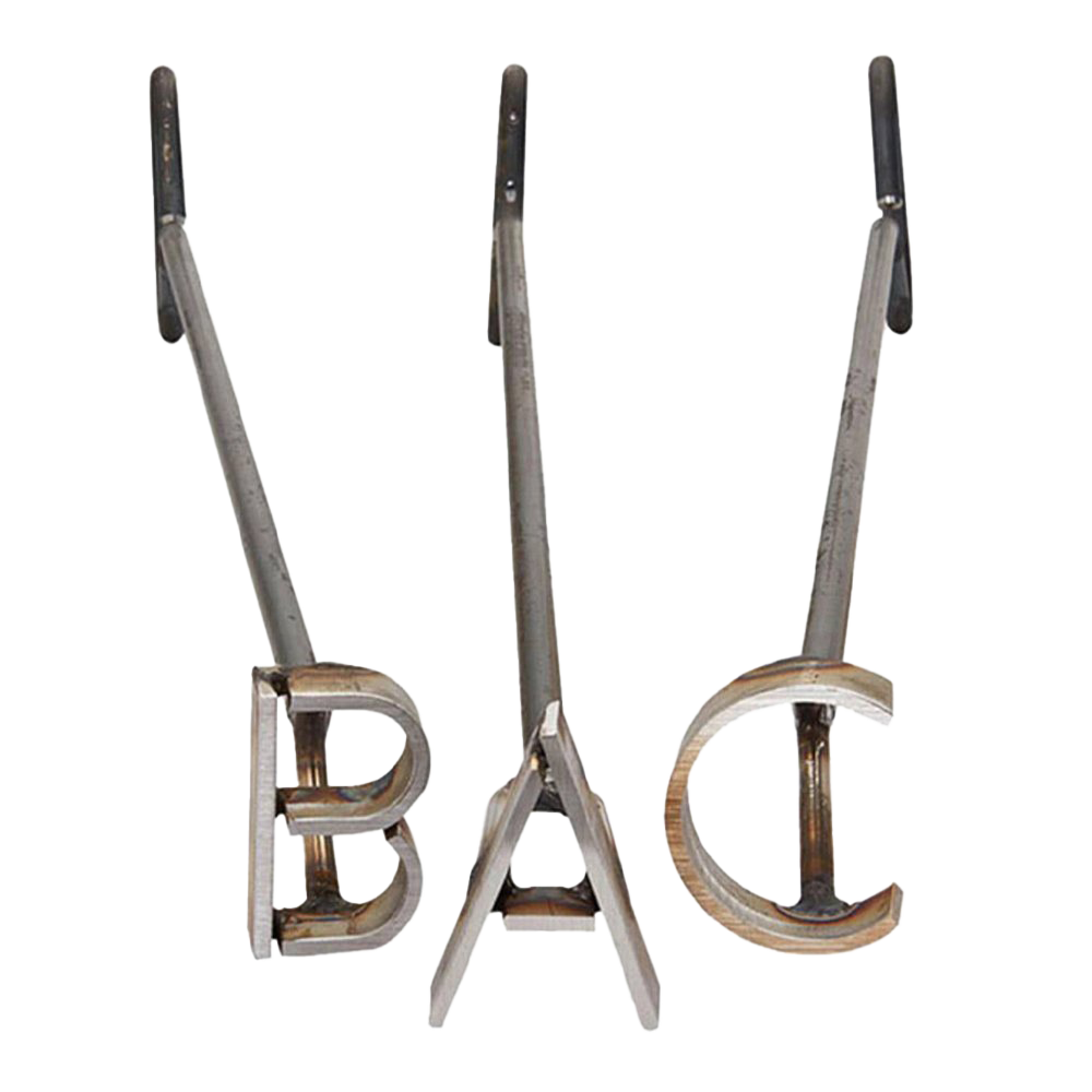 Individual Character Fire Heated Branding Iron - Stainless Steel 2" - 2 1/2"