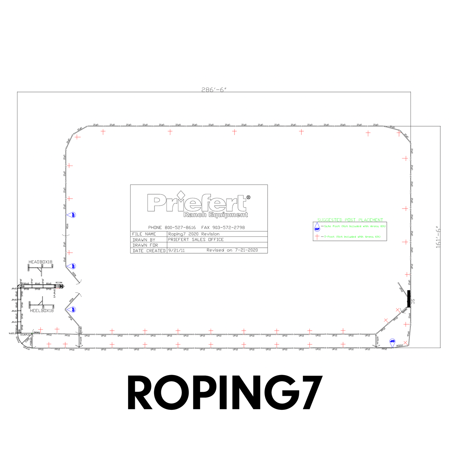 150' x 250' Roping Arena w/10' Return Alley