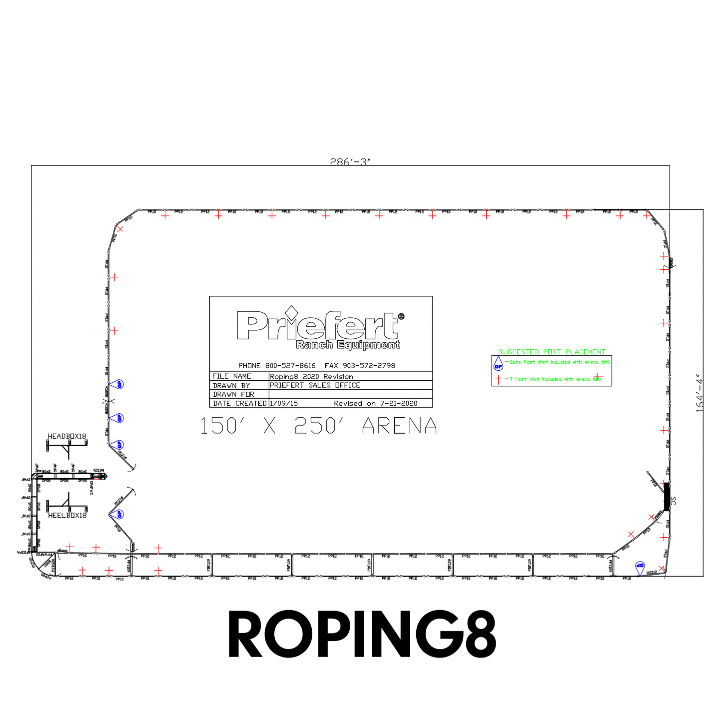 150' x 250' Roping Arena w/10' Return Alley