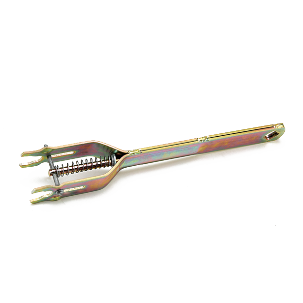 A metal Stay-Tuff in-line strainer handle with visible spring loaded pin and ratcheting mechanism.