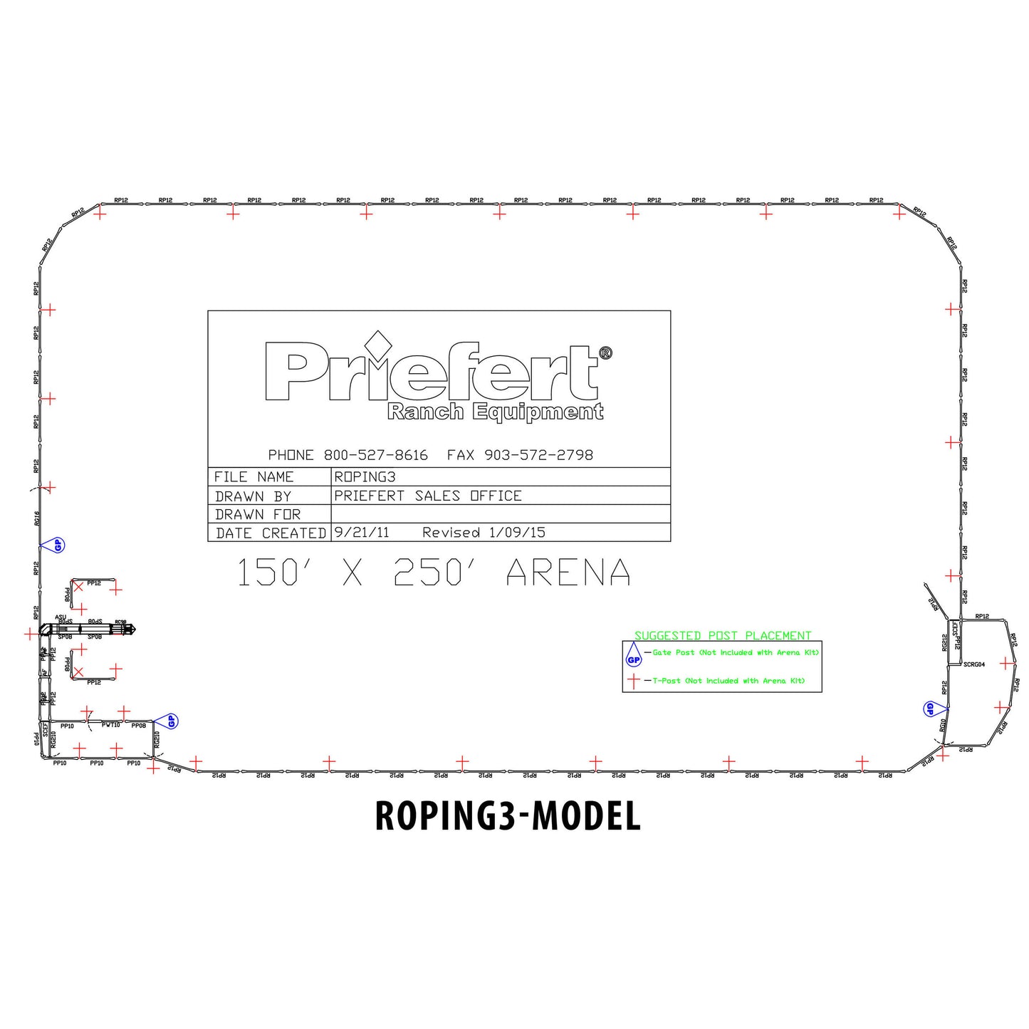 150' x 250' Basic Roping Arena