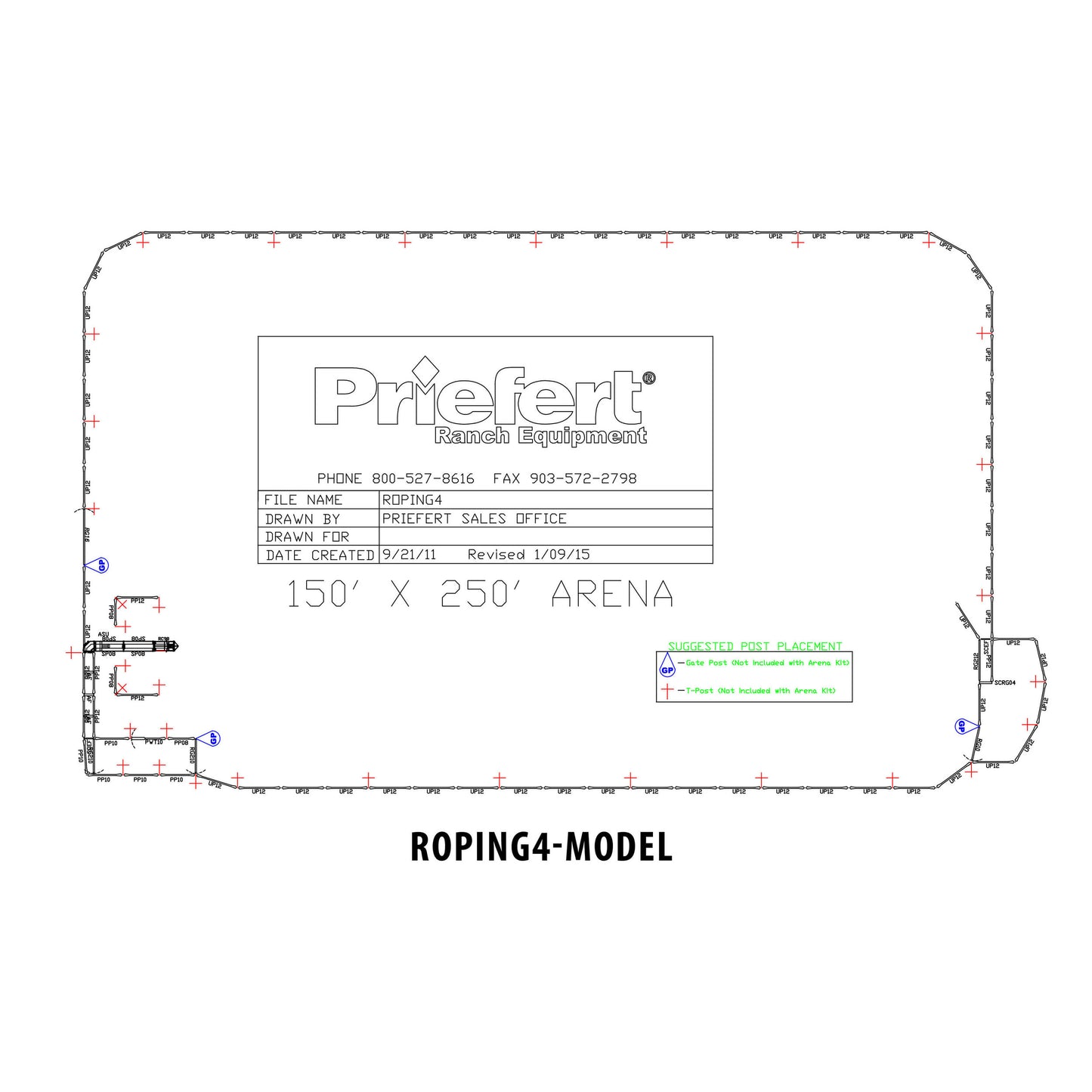 150' x 250' Basic Roping Arena