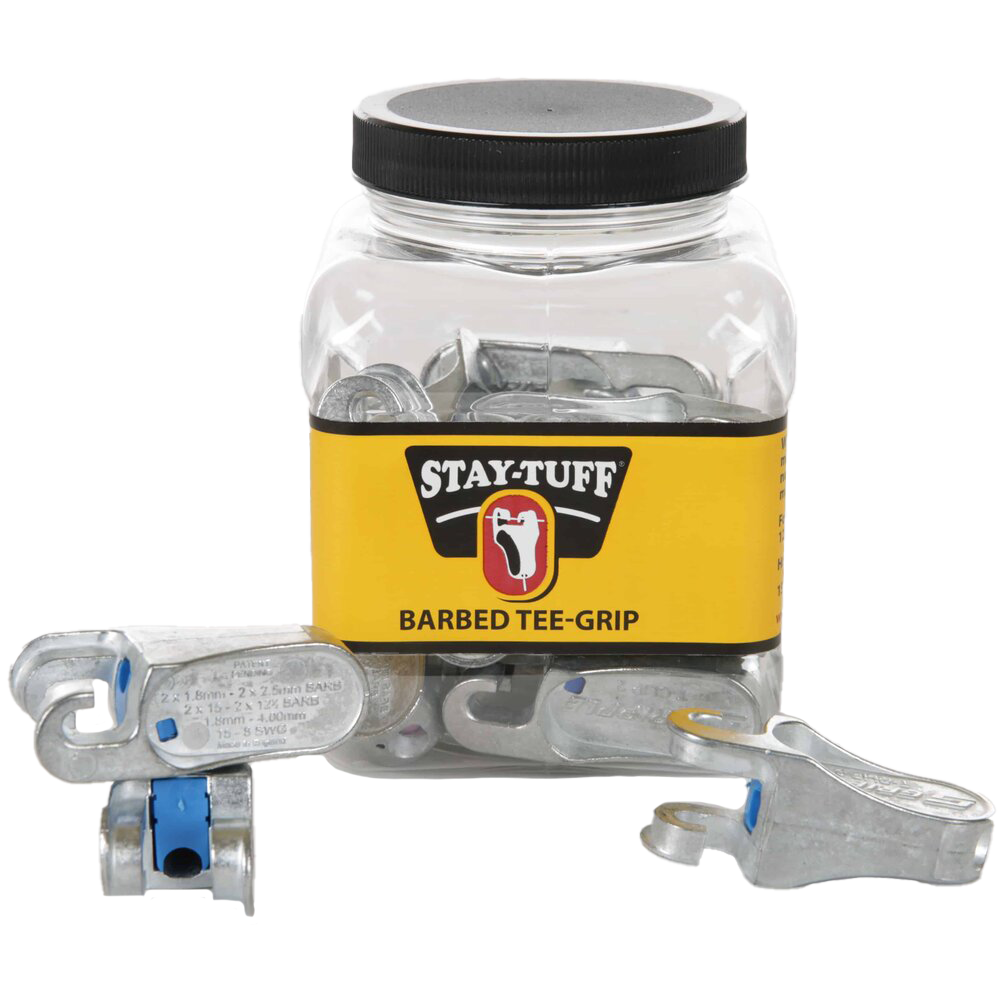 A plastic container of barbed tee grips