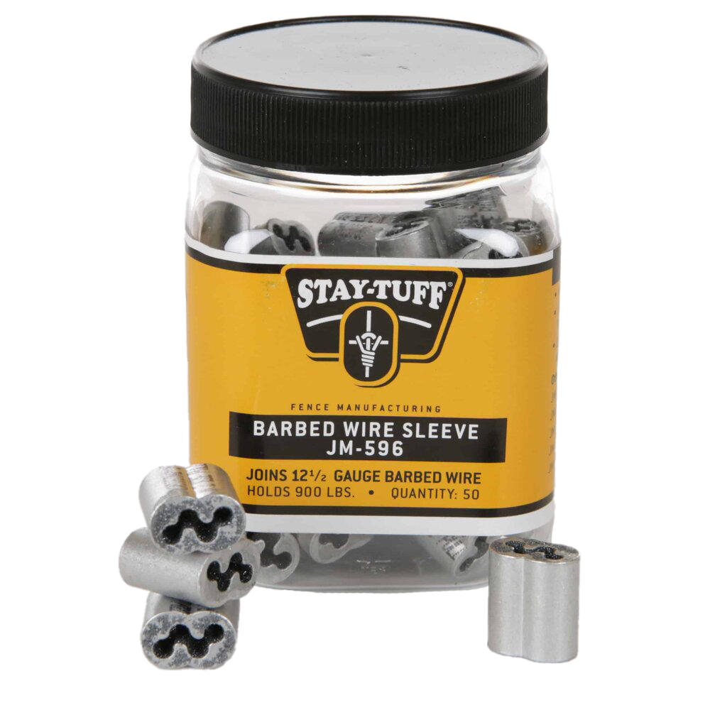 A plastic container of barbed wire sleeves
