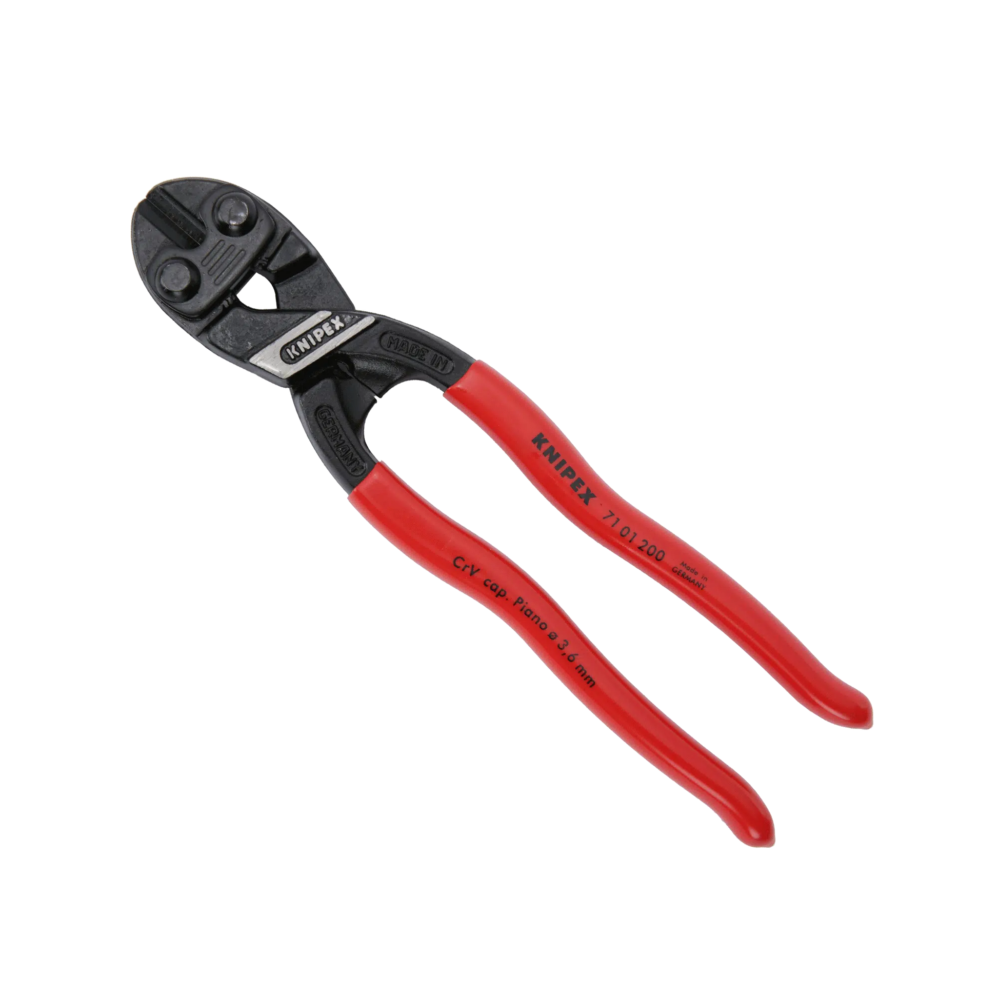 Black Knipex branded wire pliers with red rubber coated handles