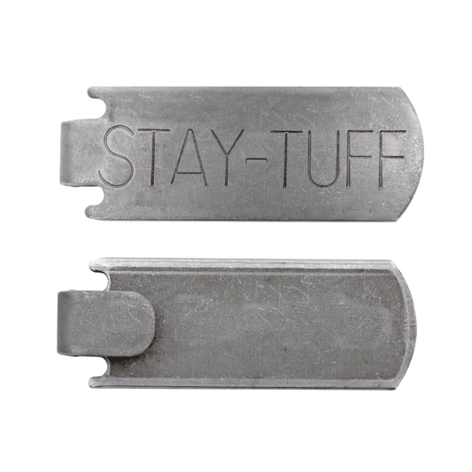 Stay-Tuff branded metal splicing key used for fence building
