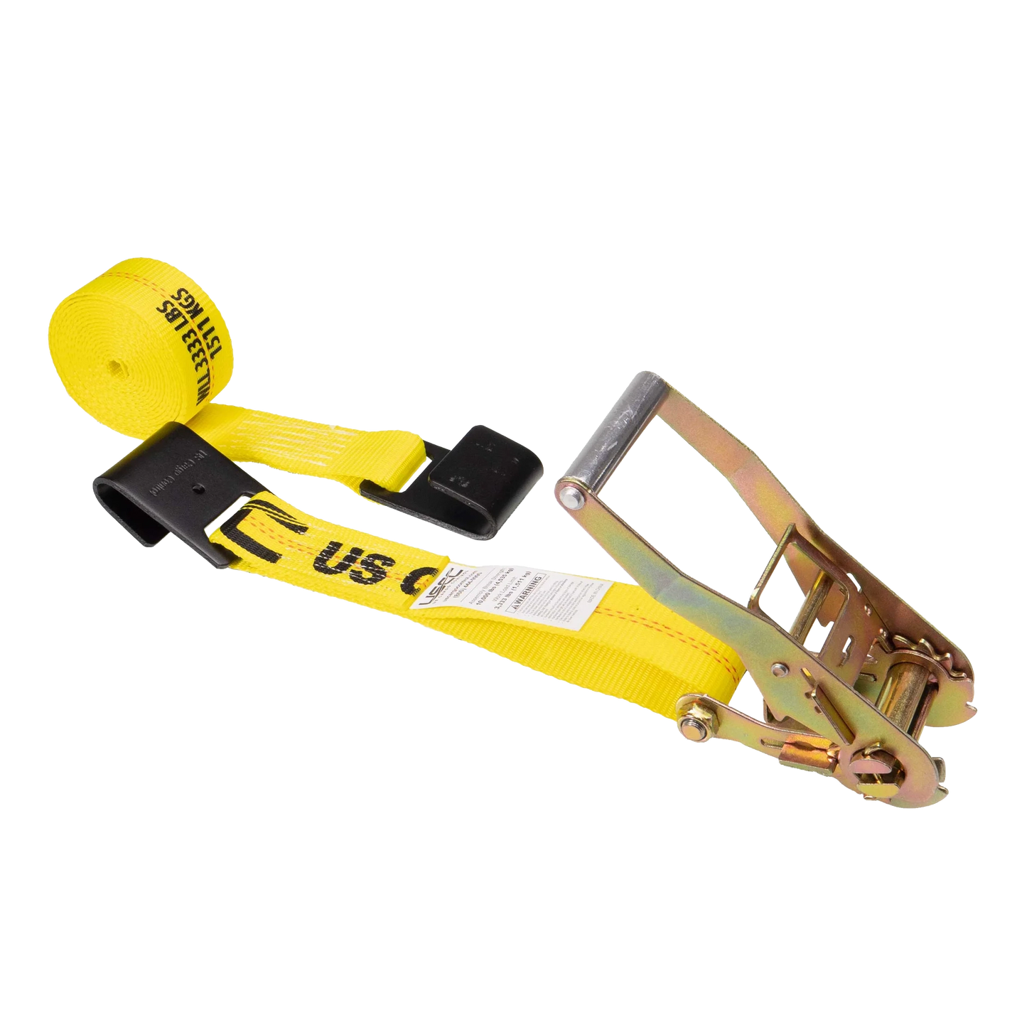 2" x 18' Ratchet Strap with Flat Hooks | Yellow
