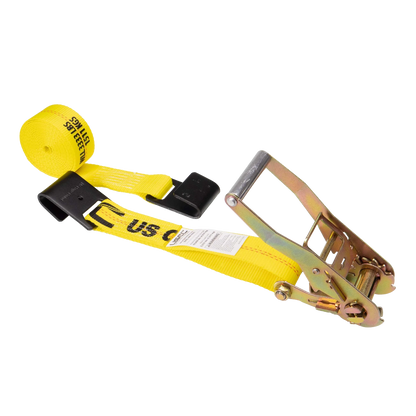 2" x 18' Ratchet Strap with Flat Hooks | Yellow