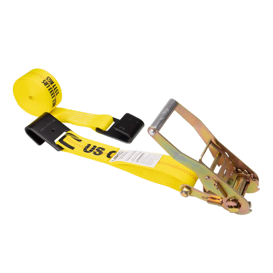2" x 18' Ratchet Strap with Flat Hooks | Yellow