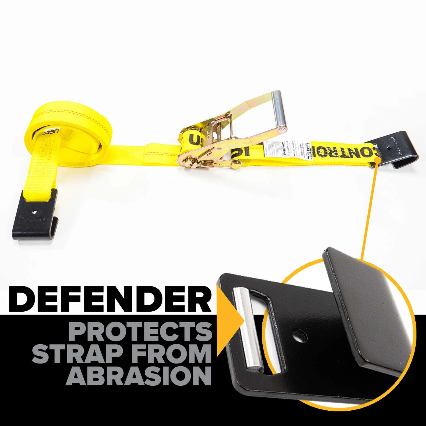 2" x 18' Ratchet Strap with Flat Hooks | Yellow