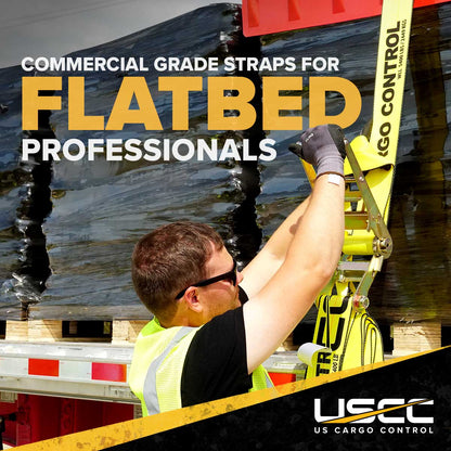 4" x 30' Ratchet Strap with Flat Hooks | Yellow