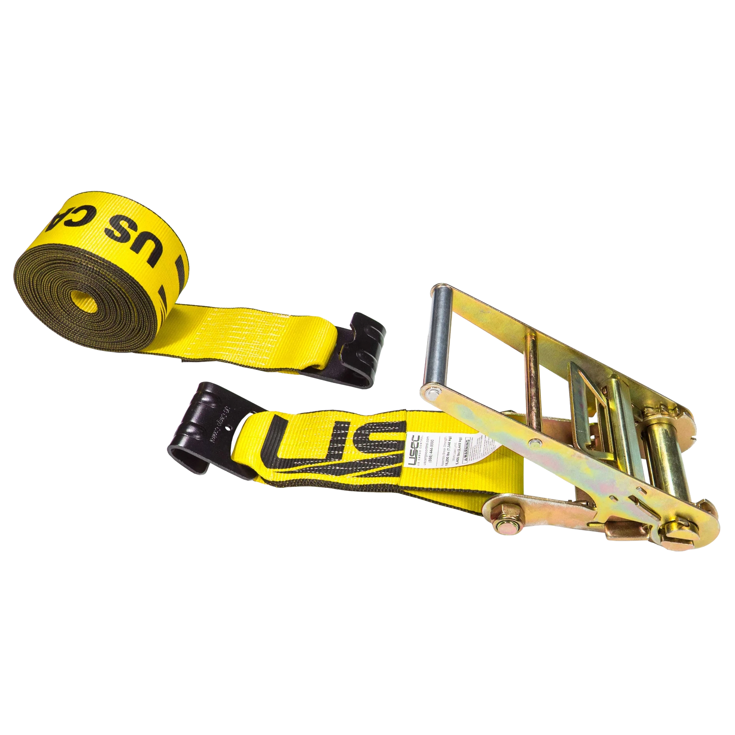 4" x 30' Ratchet Strap with Flat Hooks | Yellow