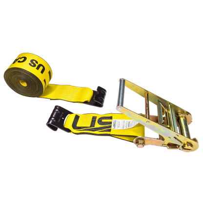 4" x 30' Ratchet Strap with Flat Hooks | Yellow