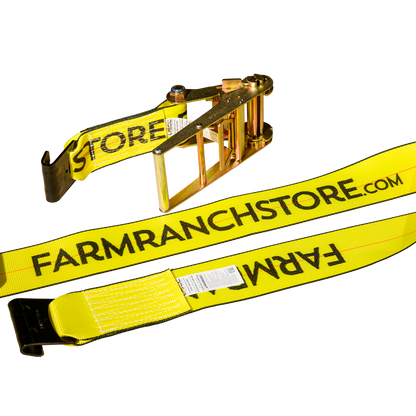 4" x 30' Ratchet Strap with Flat Hooks | Yellow
