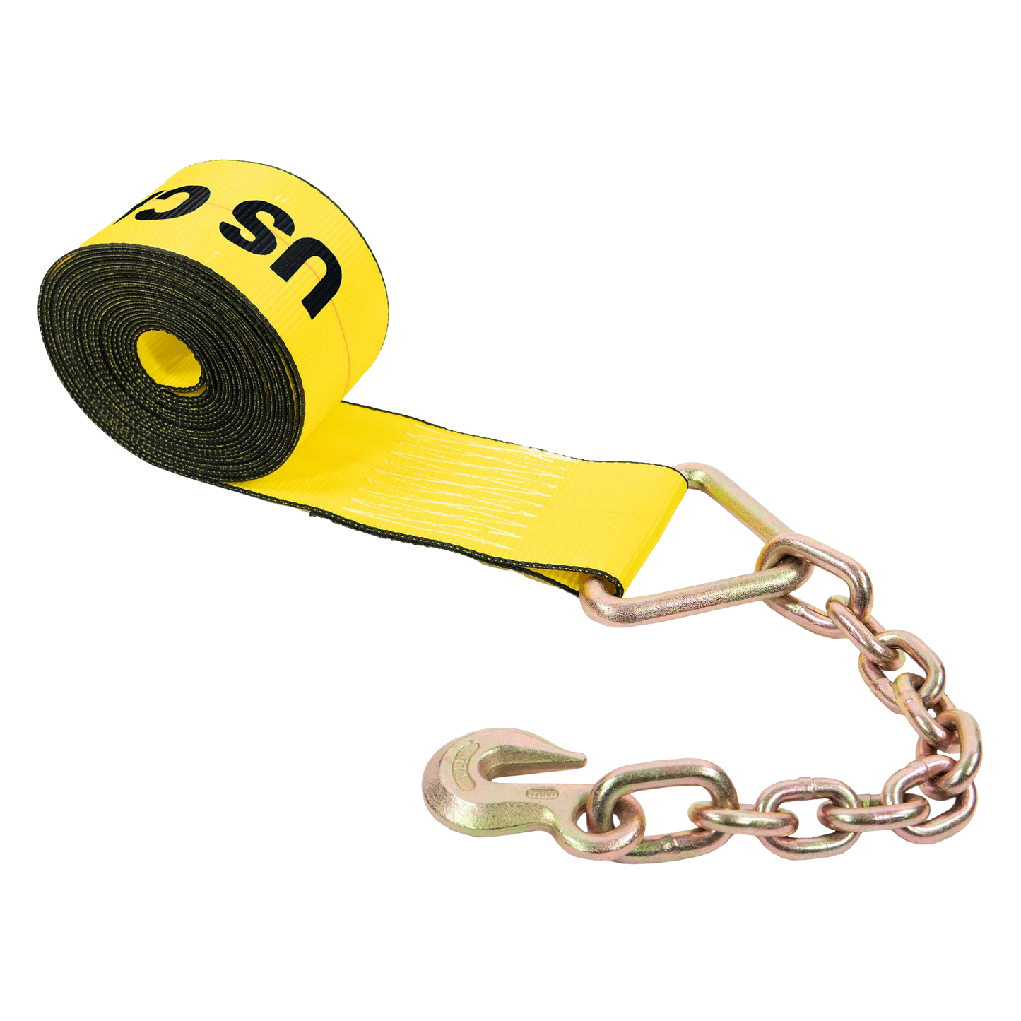 4" x 30' Winch Strap with 18" Chain Extension | Yellow