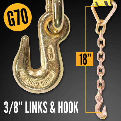 4" x 30' Winch Strap with 18" Chain Extension | Yellow