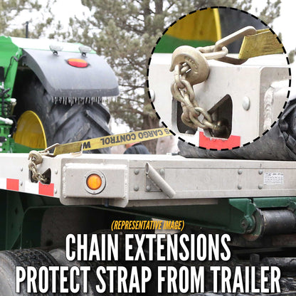4" x 30' Winch Strap with 18" Chain Extension | Yellow