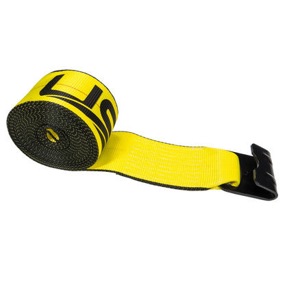 4" x 30' Winch Strap with Flat Hook | Yellow
