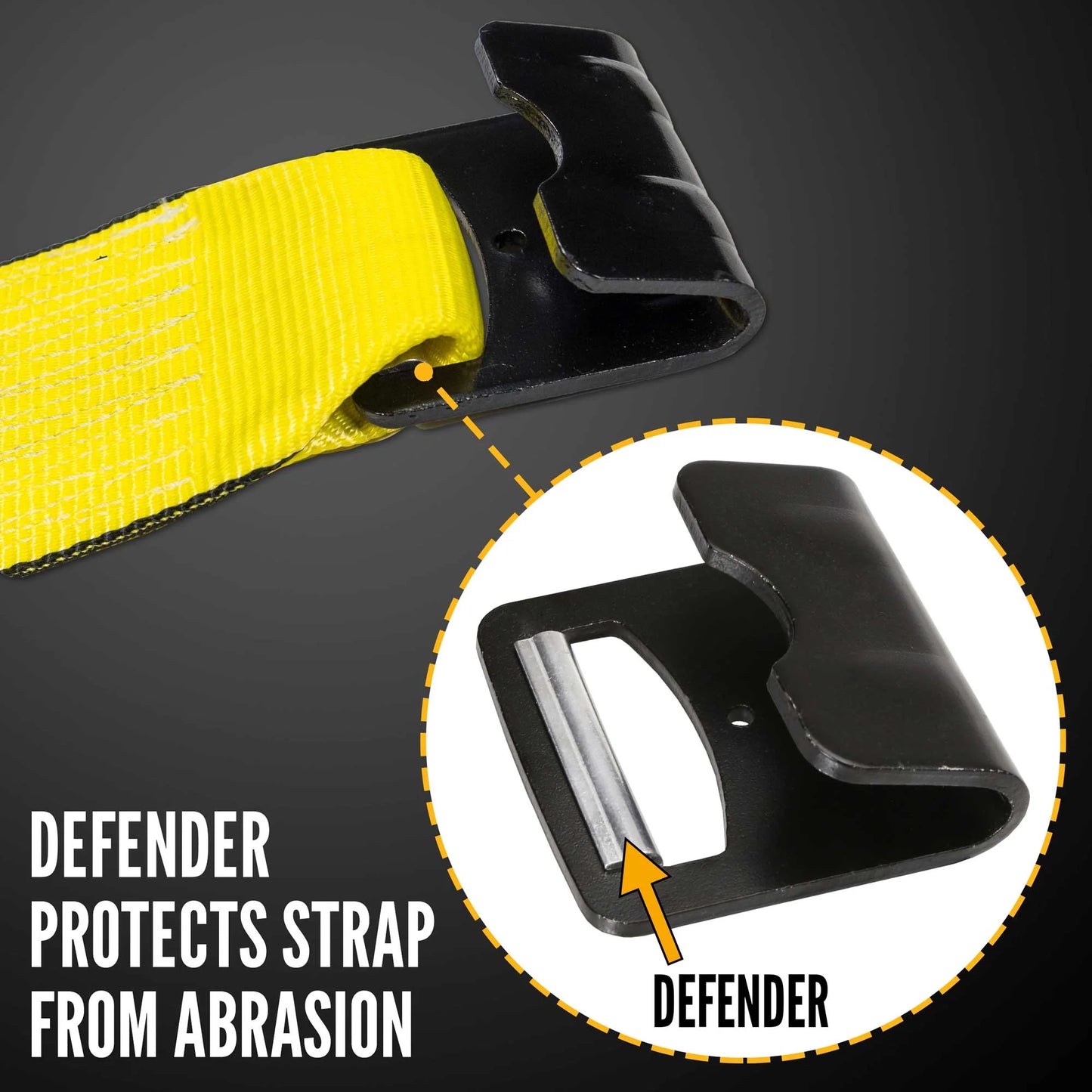 4" x 30' Winch Strap with Flat Hook | Yellow