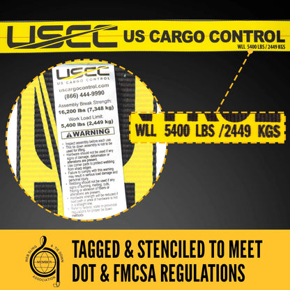 4" x 30' Winch Strap with Grab Hook | Yellow