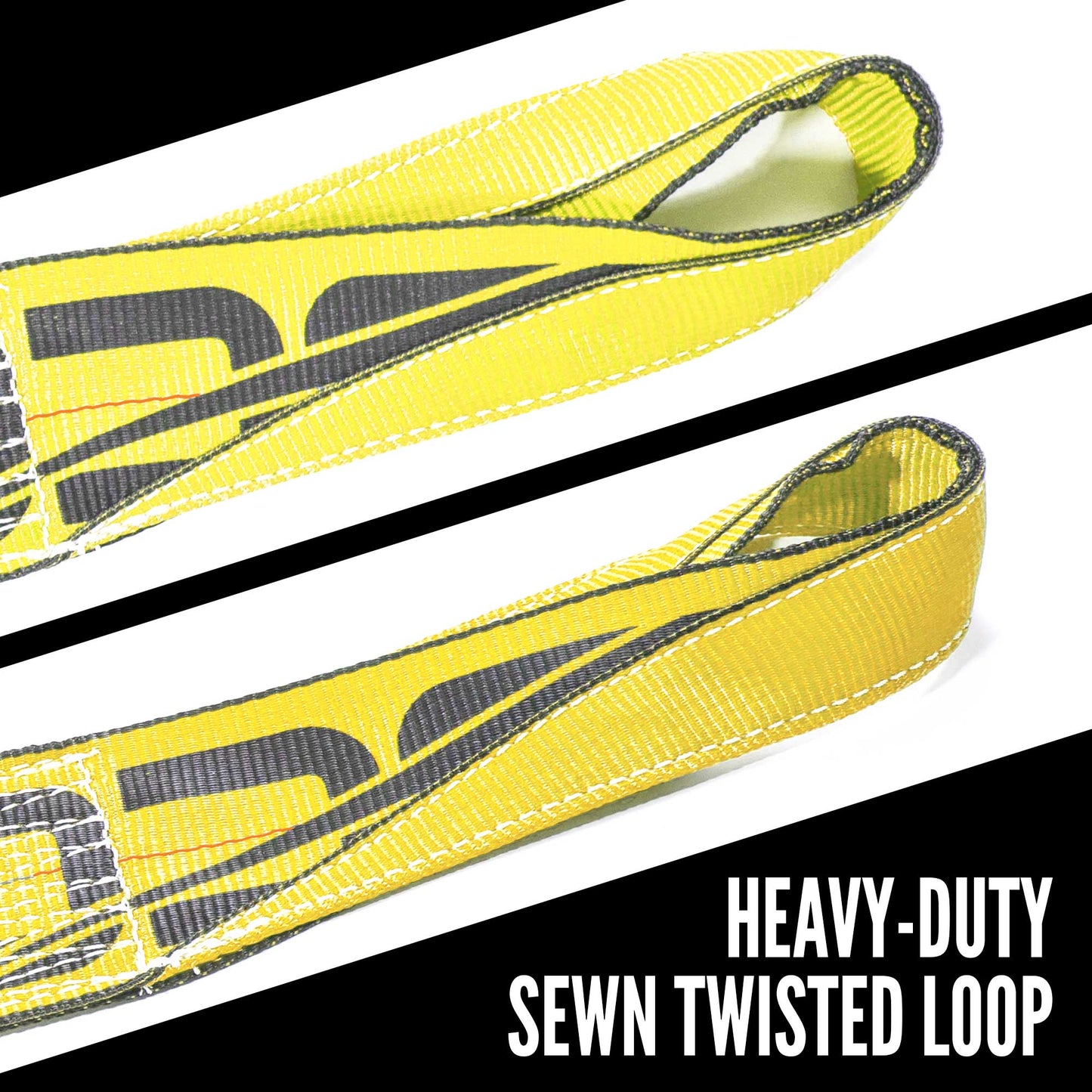 4" x 30' Winch Strap with Twisted Sewn Loop | Yellow