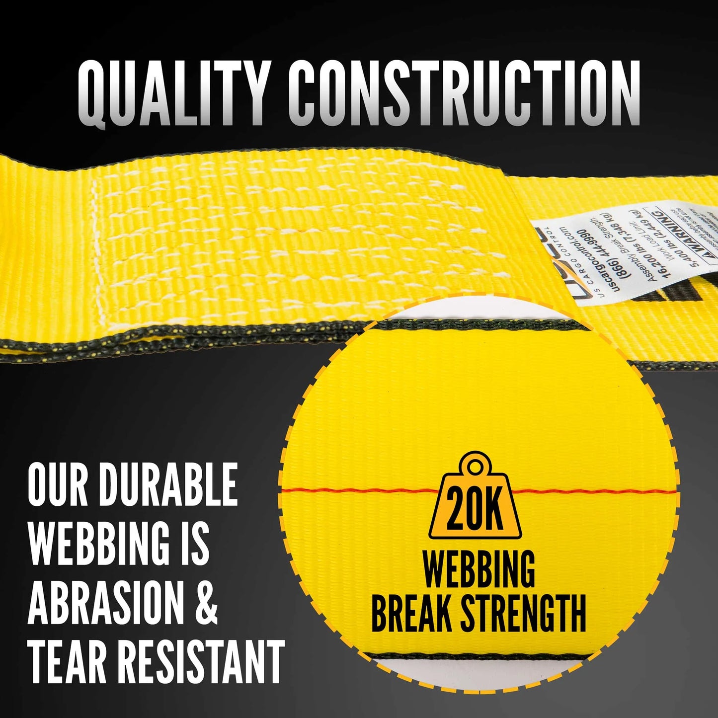 4" x 30' Winch Strap with Twisted Sewn Loop | Yellow