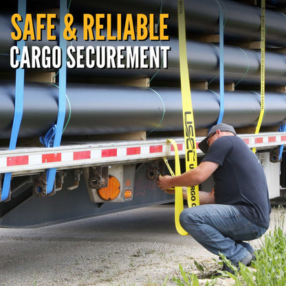 4" x 30' Winch Strap with Twisted Sewn Loop | Yellow