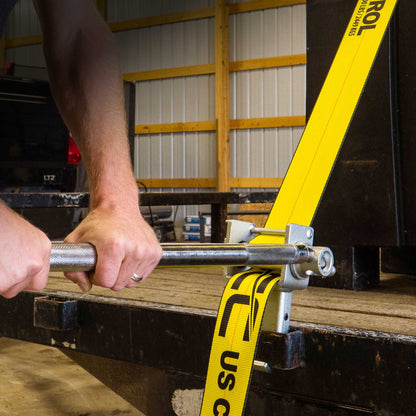 4" x 30' Winch Strap with Twisted Sewn Loop | Yellow