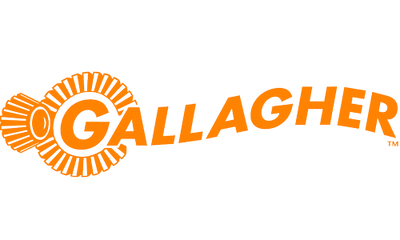 Gallagher logo with orange text and sunburst design on a white background
