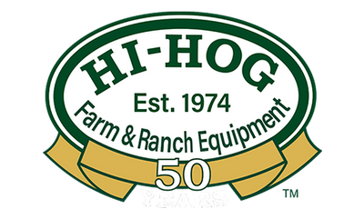 HI-HOG Farm & Ranch Equipment logo with green and gold design on a white background