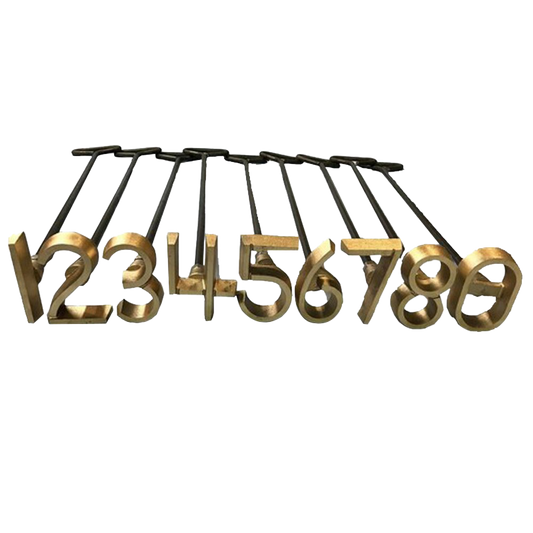 Individual Numbers Fire Heated Branding Iron - Brass - With Handle