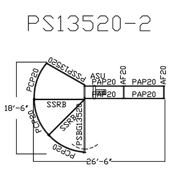 135 Degree Premier Open Sweep with 16' Alley - 20 Model