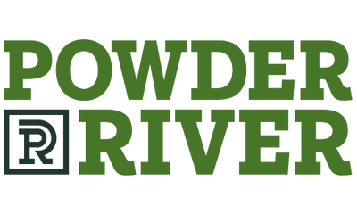 Powder River logo with green text and a dark green 'R' on a white background