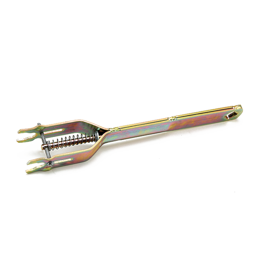 A metal Stay-Tuff in-line strainer handle with visible spring loaded pin and ratcheting mechanism.