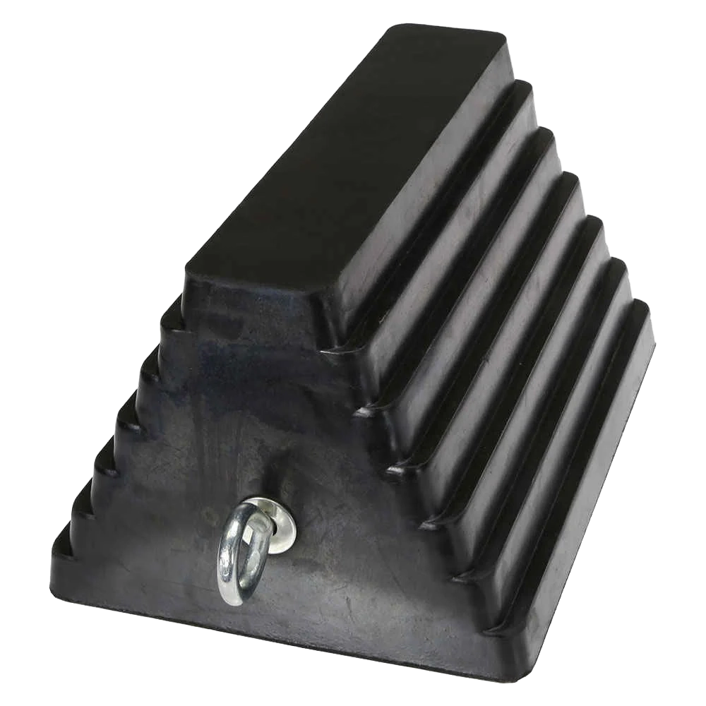 9-1/4" Rubber Double-Sided Wheel Chock with Eye Bolt