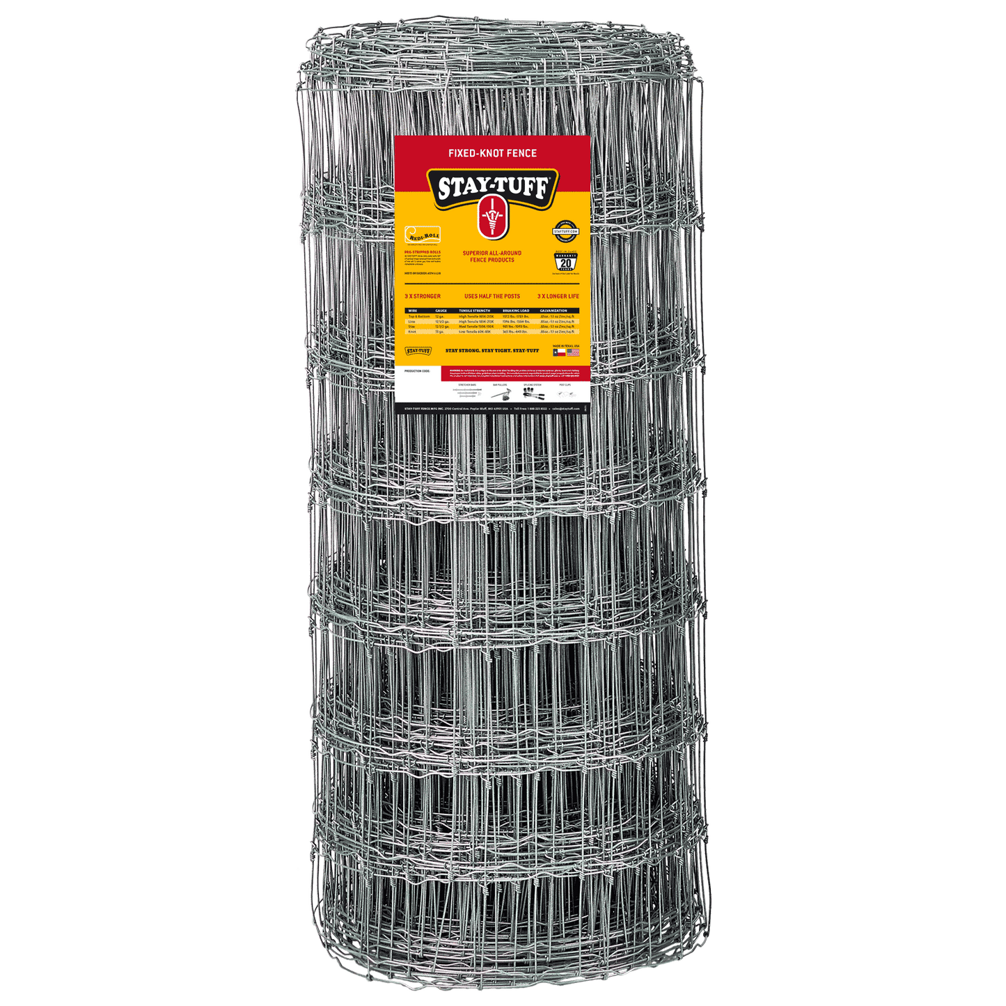 Roll of Stay-Tuff wire fence on a white background