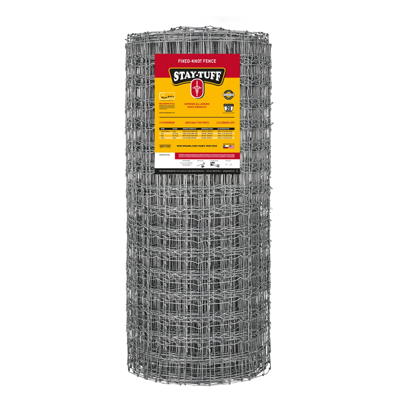 A roll of STAY-TUFF security fencing, which is a type of horse fencing, with a product label visible on the top